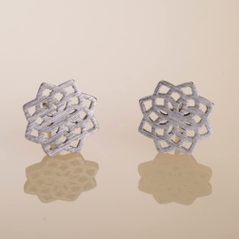 namana Silver Mandala Stud Earrings for Women. Brushed Finish Sacred Geometry Gold Earrings for Women. Cute Silver Stud Earrings for Women. Mandala Flower Jewelry with Gift Box