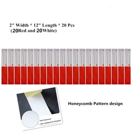 10Pcs Red White Micro Prismatic Sheeting Reflective Tape 2" X 12' Waterproof Reflector Tape Self-Adhesive Reflector Sticker Conspicuity Safety Warning Tape for Truck Trailer Pickup