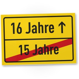 DankeDir! Sechzehn - Schild - Geburtstagskarte Geburtstagsdeko Partydeko Geschenkidee - 16er 16 Jahre Geschenk 16. Geburtstag Geburtstagsgeschenk Jungen & Mädchen