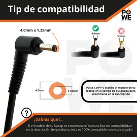PO WE Cargador para portátil de 45 W 19 V 2.37 A Slim AC Adapter para ASUS Q302 Q302L Q302LA Q302U Q302UA Q303 Q303U Q303UA Q304 Q304U Q304UA Q503U Q503UA Q504 504U Q4U Q504UA Q553 Q553U Q553UB