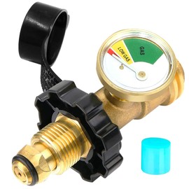 MOFLAME POL Valve Adapter with Gauge Fit 5lb-100lb Propane Tank, Converts POL LP Tank Service Valve to QCC1/Type1 Propane Regulator with Propane Tank Gauge for Propane Cylinder, BBQ Gas Grill, Heater