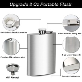 BEDEONE 8 Oz Flask for Men, Leakproof Stainless Steel Flask with Funnel, Ideal for Camping and Gifting