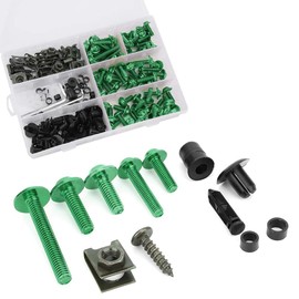 Pack of 198 Motorcycle Fairing Screws Kit, Universal Bolts, Fairing Bolt Kit, Body Bolts, Nut M6 M5 for Off-Road Vehicle, Motorbike, Sports Bike (Green)