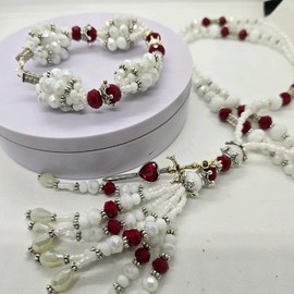 Obatala Ayagguna Pulsera Set with Cord, Beads, and Cross, Featuring White and Light Cream Color Options