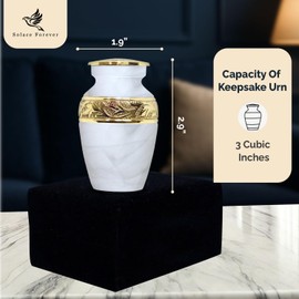 Solace Forever Small Urns for Human Ashes Keepsake - Keepsake Urn for Men and Women - Memorial Mini Urn - Miniature Remembrance Urn (White, Small)