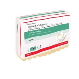 Cardinal Health™ Quilted Adult Briefs, Wings™ Ultra with BreatheEasy™ Technology, Extra Heavy Absorbency, X-Large, Case of 60