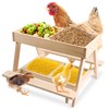 Double Chicken Picnic Table, Large Capacity Wooden Chicken Feeder No