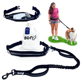Bond Dog Running Leash Hands Free Dog Leash with Pouch, Pet Lead Running Belt for Walking, Jogging & Canicross, Includes Waist Jogging Fanny Pack & Pet Car Seat Belt Safety, Puppy Seatbelt for Dogs