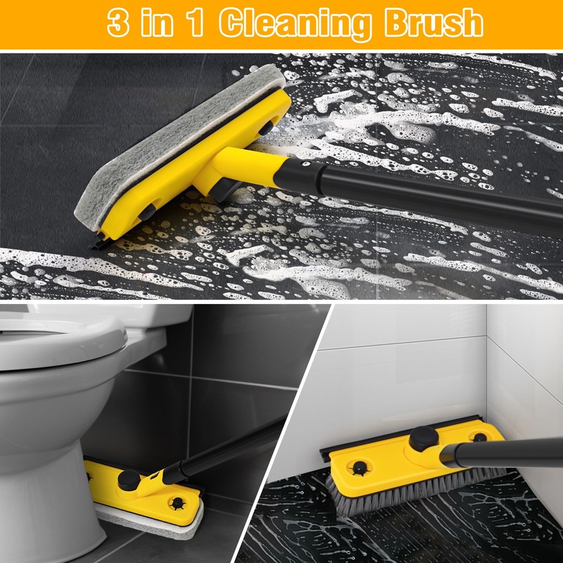 JEHONN Shower Cleaning Brush, 53.5 inches Long Handle Scrubbing Brush,
