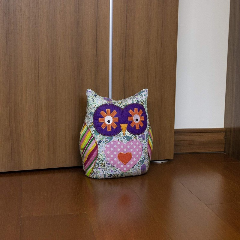 Door Draft Stop-Cute Green Owl Weighted Door Stopper for Home