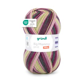 Gründl Wool Big Mamma Print - XXL Wool for Knitting - Large Ball 400 g / 1040 m - Wool Colour Gradient Made of 100% Polyacrylic - Mauve Nude Lime Grey Green