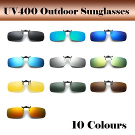 SagaSave Polarized Clip-On Sunglasses Rimless Flip Up Anti-Glare Driving Glasses UV Protection Sunglasses-Dark Green