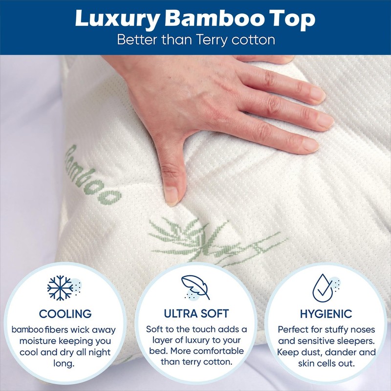 ForZzz Waterproof Bamboo Pillow Protector Cover (2 Pack, Green) 100%