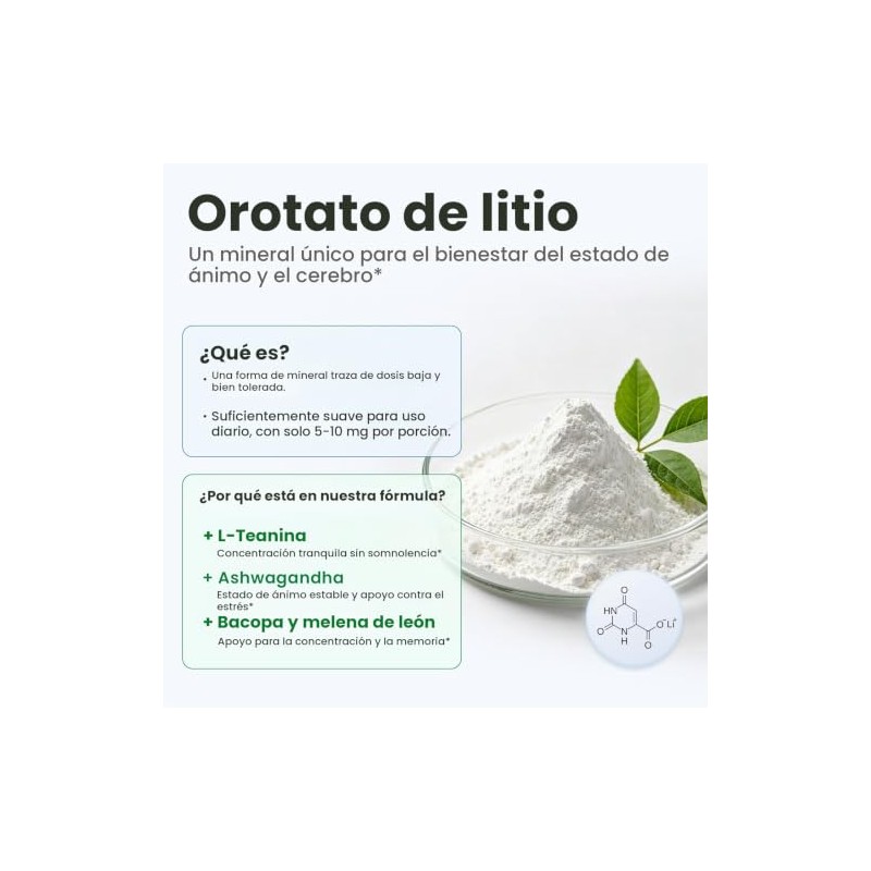 Orotato de litio 5/10 mg, suplemento para el estado de