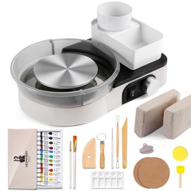 Pottery Wheel for Kids and Beginners - Complete Pottery Set for Kids with 6" Turntable, 2.2lb Clay, Art Supplies Sculpting Tools, Craft Gifts for Teens Kids Adults (Grey)