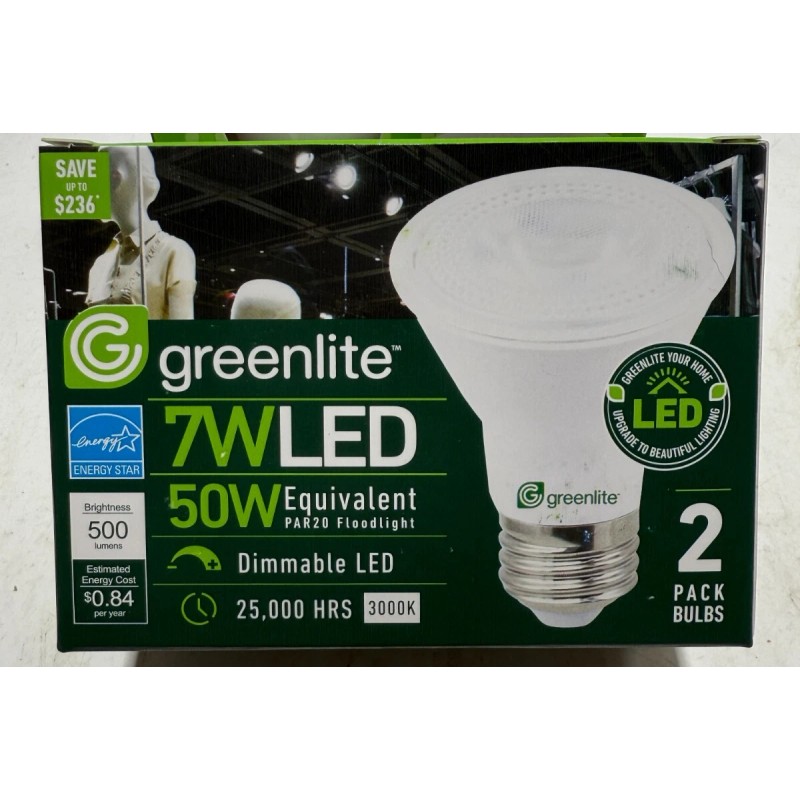 Greenlite Lot Of 2! LED 7w Dimmable Lamps WEATHERPROOF