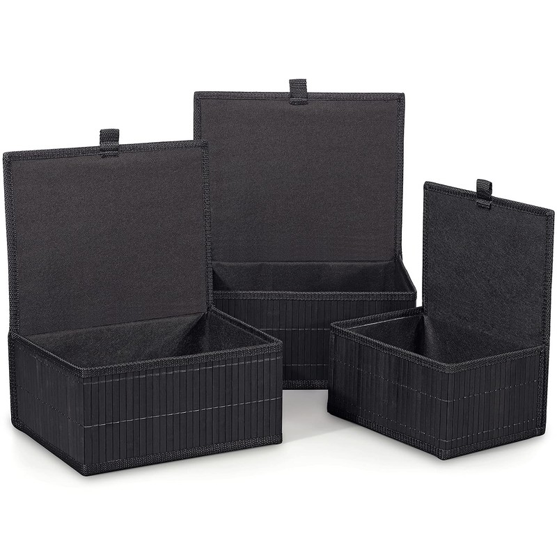 Honygebia Bamboo Decorative Storage Boxes - Set of 3 Woven