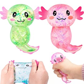 Pack of 2 Axolotl Toys, Soft Axolotl, Squeeze Toy, Stress Relief Squishy Ball, Funny Squishy Anti-Stress Toy, Salamander Stress Relief Toy, for Adults and Children