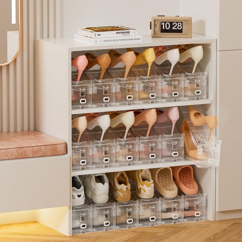 Neprock Shoe Slots Organizer for Closet, 20 Pack Acrylic Shoe