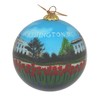 Blown Glass Christmas Ornament | White House with Red Tulips