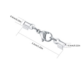 20 Pcs Lobster Claw Clasps with Cord Ends, Stainless Steel Necklace Jewellry Making Lobster Clasps, Lobster Caps Connector for Necklace, Bracelet, DIY Craft Jewellery Making - Silver/32 * 4 mm