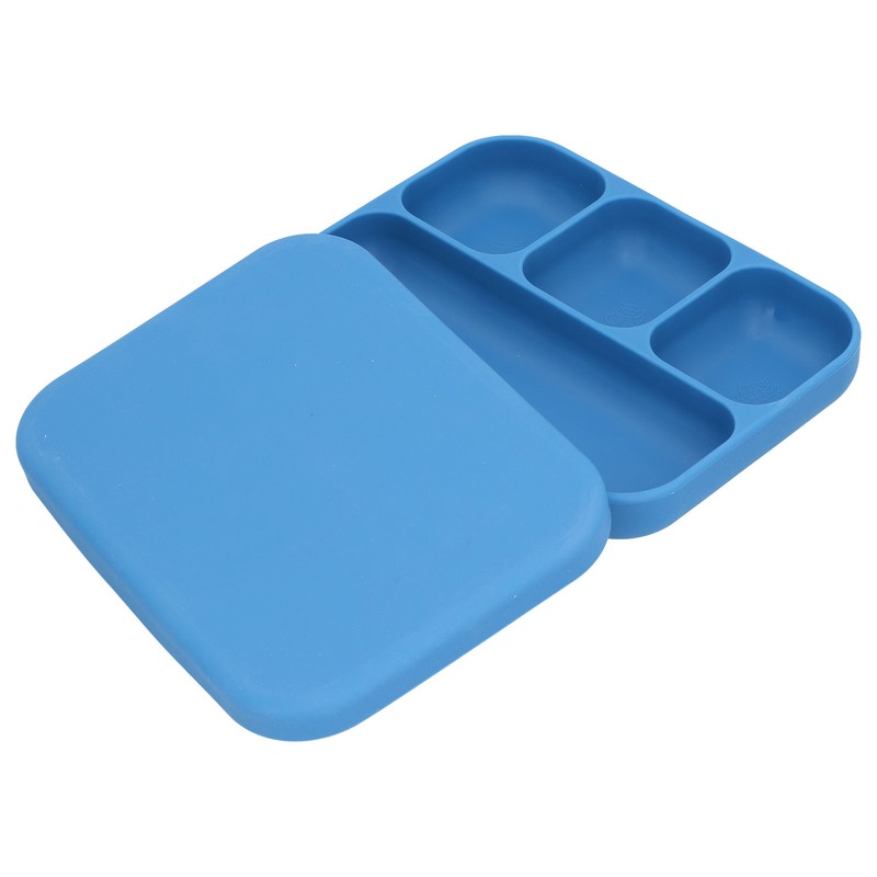 Baby Silicone Divided Food Plate with Lid Drop Resistant Suction