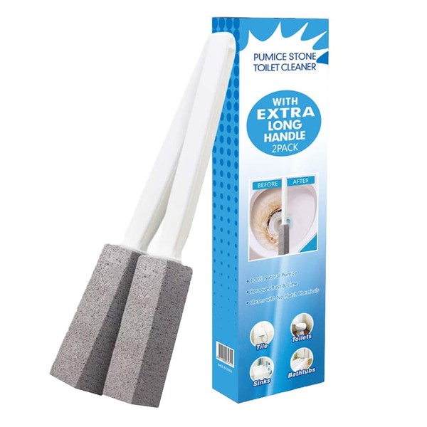 Pumice Stone for Toilet Cleaning, Pumice Cleaning Stone with Handle, Toilet Cleaner, Pumice Stone, Toilet Wand, Toilet Bowl Cleaner Brush, Toilet Brush (2PCS)