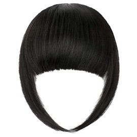 Leterly Clip in Bangs Hair Clip Extension French Curved Natural Wispy Hairpieces for Women Natural Black