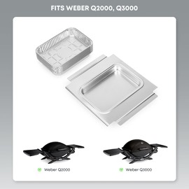 Stanbroil Grill Drip Pan with 15-Pack Foil Liners for Weber Q200 Q300 Q220 Q240 Q2000 Q3000 Q320 Q3200 Series Gas Grill, Replacement Part for Weber 80580 41877