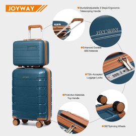 Joyway 4 Piece Carry On Luggage Sets, Lightweight Rolling Hardside Checked with TSA Lock Suitcase with Spinner Wheels for Women and Men Travel Baggage Dark Blue