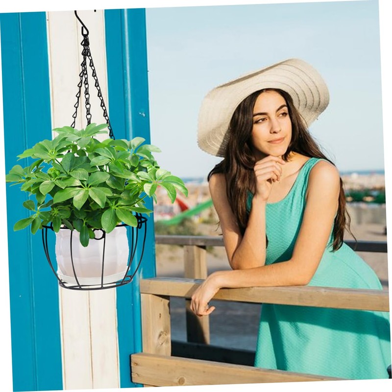 Gatuida 2Sets Metal Hanging Planter Basket Durable Flower Pot Holder
