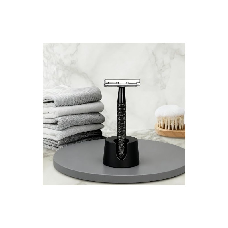 Soporte para afeitadora y cepillo para polvo (Black Razor Stand