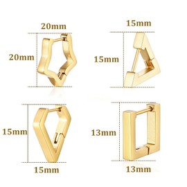 4 Pairs Hoop Earrings for Women, Trendy Chunky Gold Hoops Earrings Set, Huggie Earring Small Cartilage Sleepers, Cute Fashion Hypoallergenic Earrings Minimalist Jewelry Gift (Silver)