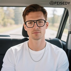 FEISEDY Aviator Blue Light Glasses for Men Women, Retro 70s Style Design Anti Glare Digital Eyestrain & Daily Wear B0284