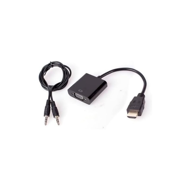 Connect HDMI to VGA Female + 3.5mm Audio Adapter -
