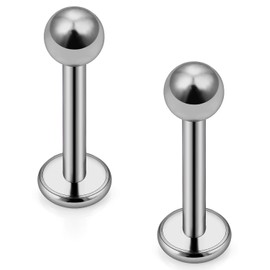 FECTAS Titanium Labret Lip Piercing Stud 6/8/10/12 mm Medusa Monroe Tragus Helix Lip Piercing Plug 16G Pack of 2, Titanium