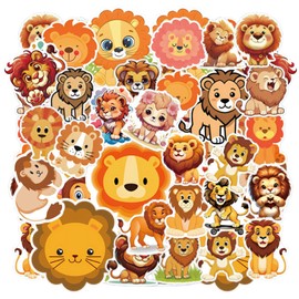 SJUNJIE Lion Stickers Waterproof Stickers Animals Colour Lion Stickers Cute Suitable for Water Bottles Mobile Phones Notebooks Skateboards Bicycles and Motorcycles 110 Pieces