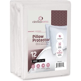 CIRCLESHOME King Pillow Protectors - 100% Cotton Breathable Pillow Covers - Protects from Dirt, Dust, and Debris (King 20x36 - Set of 12)