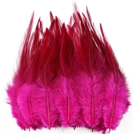 Feathers for Crafting,240pcs 5-7inch Hot Pink Craft Rooster Feathers,Saddle Hackle Feather,Bulk Feathers for Wedding Home Party,Dream Catcher Supplies and DIY Crafts