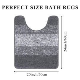 Enyhom U Shape WC Toilet Mat 50 x 60 cm, Ultra Soft Non Slip Pedestal Mat for Toilet Absorbent Washable Bathroom Toilet Rug Bath Mat, Grey