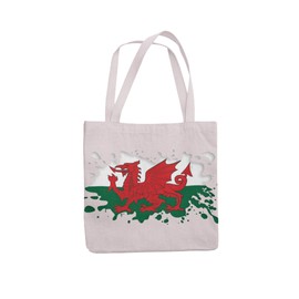 Super Lemon Wales Welsh Flag Tote Bag, Reusable Tote Bag, Novelty Printed Tote Bag for Shopping, Gym, Beach, Daily Wear, Eco-Friendly Stylish Long Handled Tote Shoulder Bag (42 x 2 x 33) cm