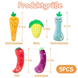 MOAZIFI Catnip, Pack of 5 Vegetable Shape with Catnip Plant, Catnip Plush Toys, Soft Plush Cat Toy, Toy Sets Kitten Cleaning Training Game Nibbling