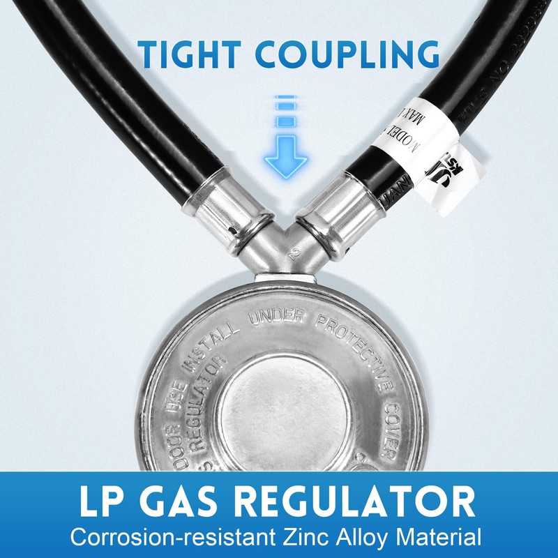 JEASOM 2 feet y-Splitter 2 Hose Propane Regulator, Low Pressure