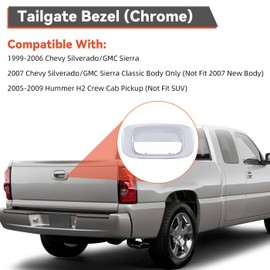 Deal New 1pc Rear Truck Bed Chrome Tailgate Handle Bezel Cover Trim Replacement Kit Compatible with 99-06 Silverado/Sierra 07 Classic Body 05-09 Hummer H2 Crew Cab Pickup