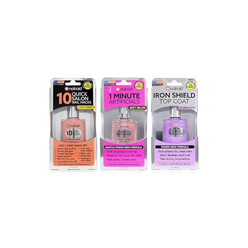 Nail-Aid 3pk Of 10 Quick Hacks + 1 Minute Artificials