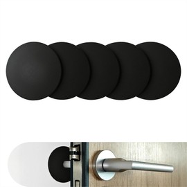 Round Door Stopper 3.15inch 5-Pieces Silicone Protector Pads Suitable for Door Knobs Refrigerator Doors (5, Black)