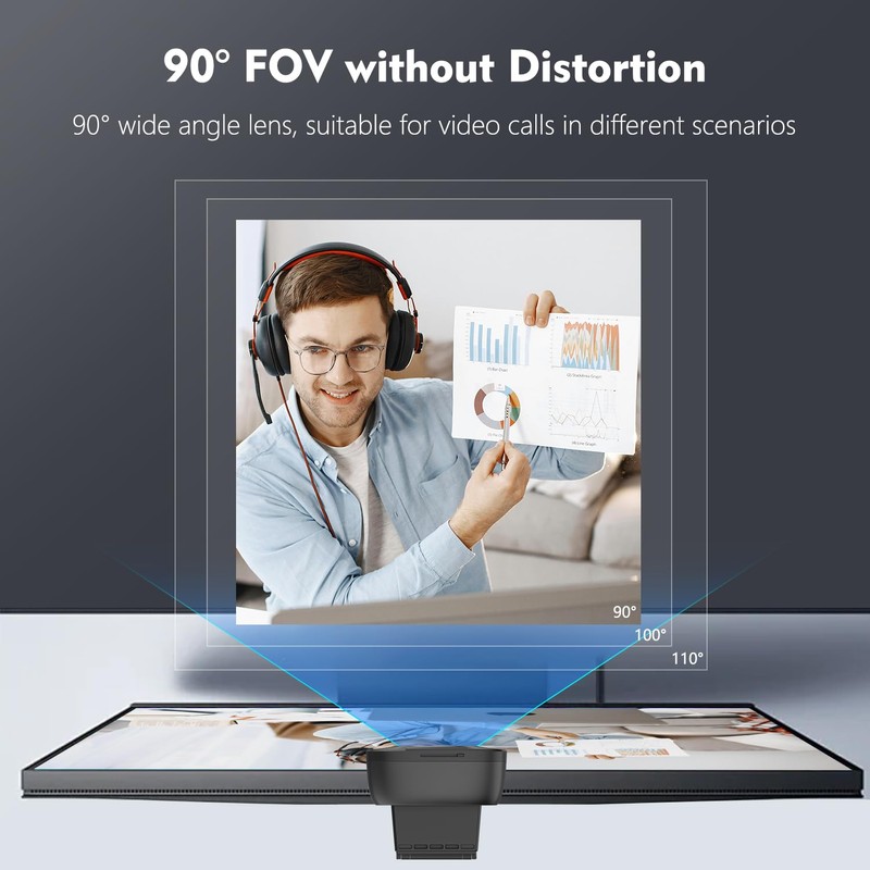 TOALLIN 1080P Full HD Webcam with Dual Microphones, Computer Web
