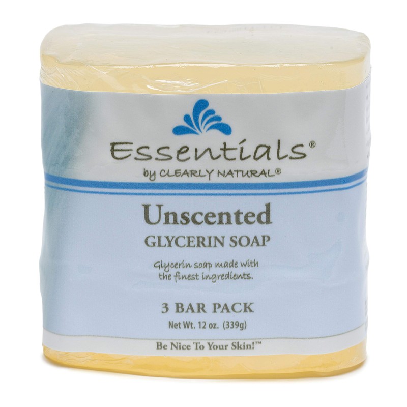 Clearly Natural Essentials Glycerin Bar Soap, Unscented, 4 Ounce, Pack