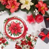 Christmas Poinsettia Tableware Set, 9.2" Paper Dinner Plates, 7" Paper