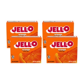Jell-O Gelatin Dessert Mix, Orange Flavored, Fat Free, Quick & Easy Dessert, 3 oz (Pack of 4)
